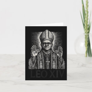 Pope Leo Xiv Woodcut Engraving Roman Catholic Desi Card