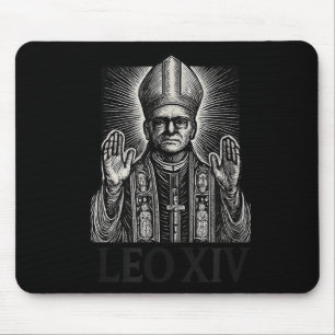 Pope Leo Xiv Woodcut Engraving Roman Catholic Desi Mouse Pad
