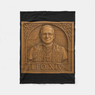 Pope Leo Xiv _ Wooden Carving Christian Catholic D Fleece Blanket