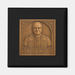 Pope Leo Xiv _ Wooden Carving Christian Catholic D Magnet