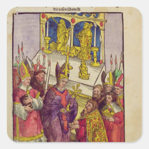 Pope Martin V gives Sigismund symbolic gift Square Sticker
