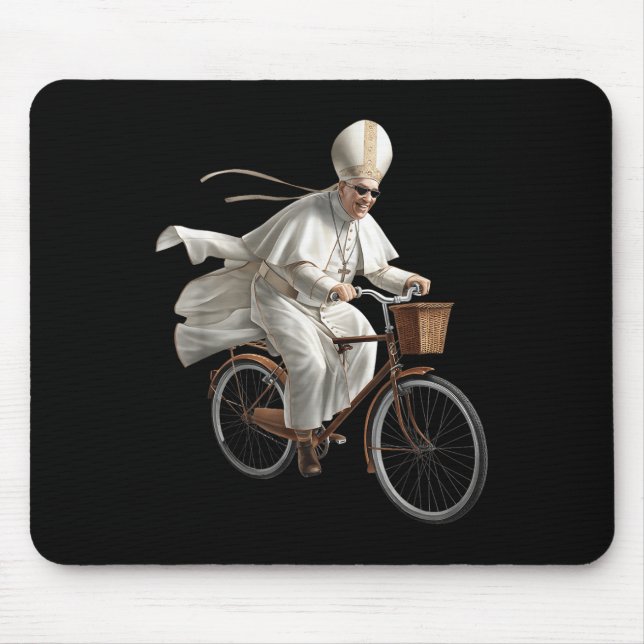 Pope Riding Bike Bicycle Catholic Church Bible Scr Mouse Pad (Front)