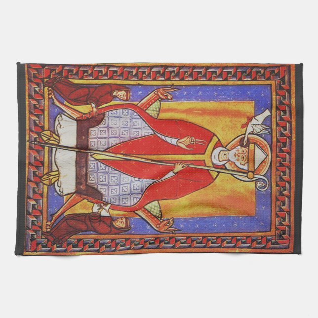 Pope Saint Gregory I the Dialogist Tea Towel (Horizontal)