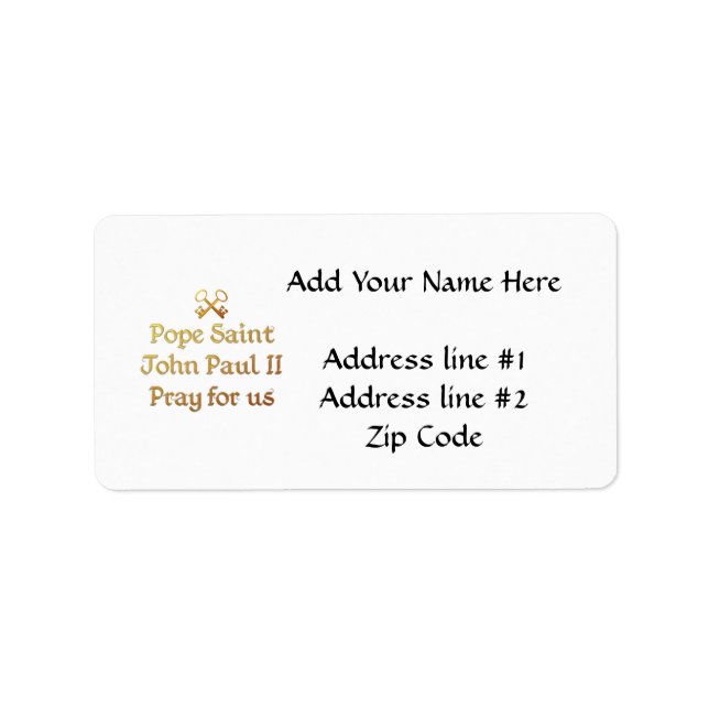Pope Saint John Paul II Pray for us Label (Front)