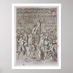 Pope Sixtus V (1521-90) is carried to the Ceremony Poster