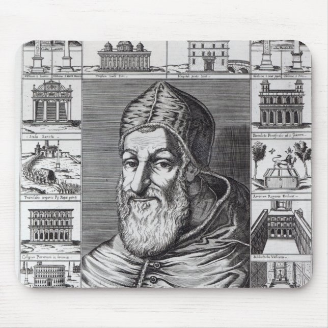 Pope Sixtus V, surrounded by the churches Mouse Pad (Front)