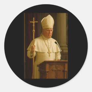 Pope Trump Funny President Trump Declares Himself  Classic Round Sticker