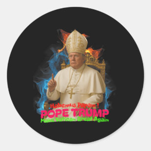 Pope Trump Funny Trump Vatican Christian Retro Chu Classic Round Sticker