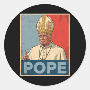 Pope Trump Funny Trump Vatican Christian Retro Chu Classic Round Sticker
