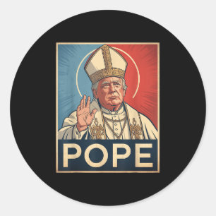 Pope Trump Funny Trump Vatican Christian Retro Chu Classic Round Sticker