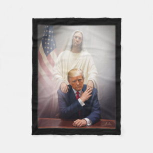 Pope Trump Funny Trump Vatican Christian Retro Chu Fleece Blanket