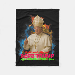 Pope Trump Funny Trump Vatican Christian Retro Chu Fleece Blanket