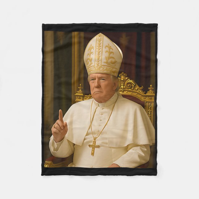 Pope Trump Funny Trump Vatican Christian Retro Chu Fleece Blanket (Front)
