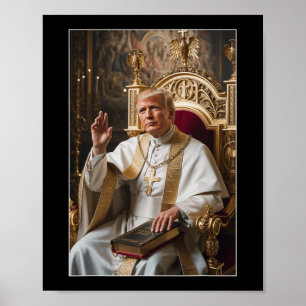 Pope Trump Funny Trump Vatican Christian Retro Chu Poster