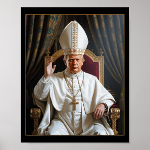 Pope Trump Funny Trump Vatican Christian Retro Chu Poster