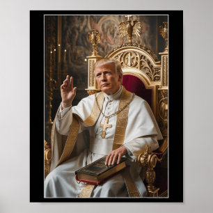 Pope Trump Funny Trump Vatican Christian Retro Chu Poster