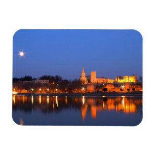 Pope's Palace in Avignon and the Rhone river at Magnet