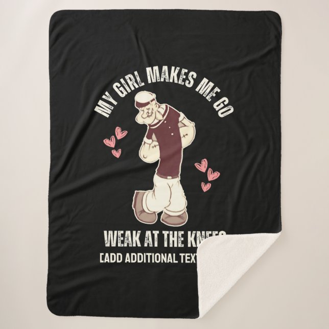 POPEYE Weak At The Knees Fun Valentines Day  Sherpa Blanket (Front)