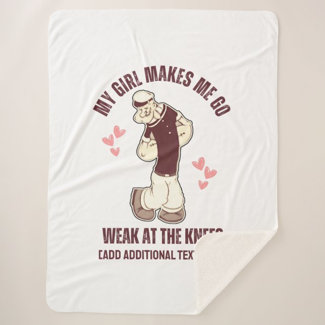 POPEYE Weak At The Knees Fun Valentines Day  Sherpa Blanket (Front)