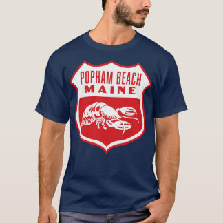 Popham Beach Maine Retro  Shield White T-Shirt