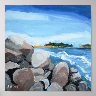 Popham Beach rocks print, A.H. '09 Poster