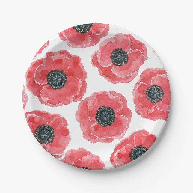 Popies watercolor paper plate (Front)