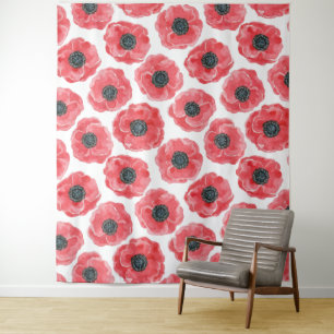 Popies watercolor tapestry