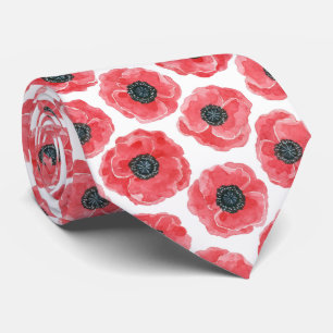 Popies watercolor tie