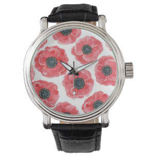 Popies watercolor watch