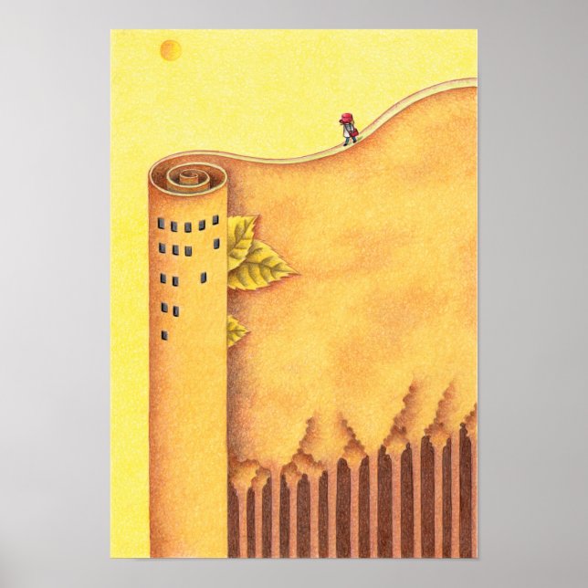 Poplar trees and a tower. poster (Front)
