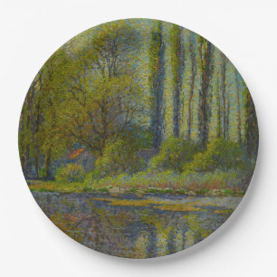 Poplar Trees in Spring (Utah Landscape) (USA Art) Paper Plate