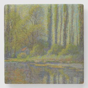 Poplar Trees in Spring (Utah Landscape) (USA Art) Stone Coaster