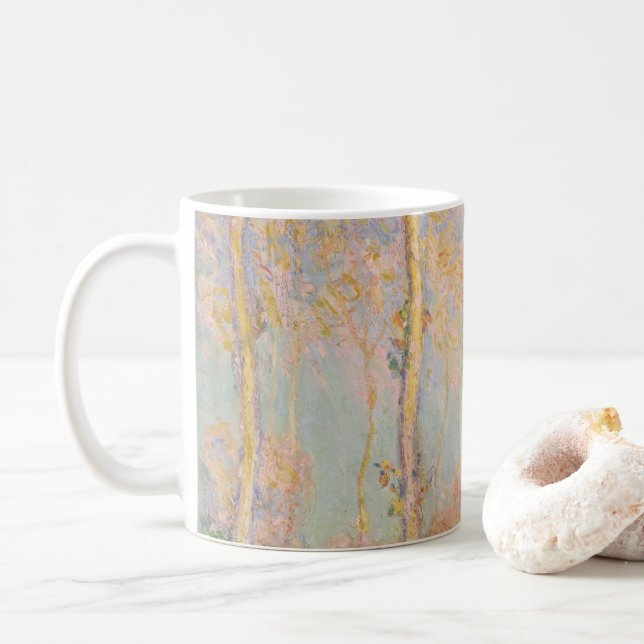 Poplars, impressionist landscape, Claude Monet Coffee Mug (With Donut)
