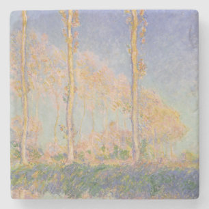 Poplars, impressionist landscape, Claude Monet Stone Coaster