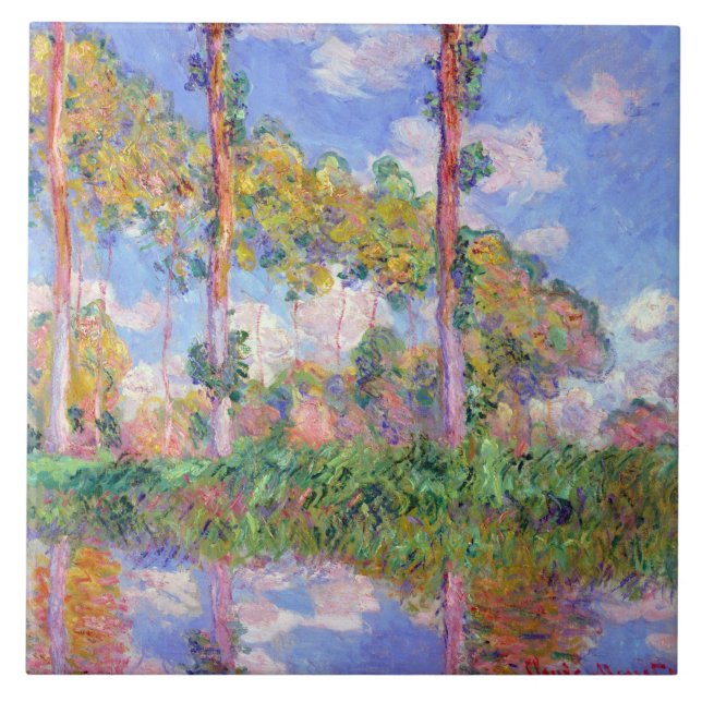 Poplars in the Sun, Monet Ceramic Tile (Front)