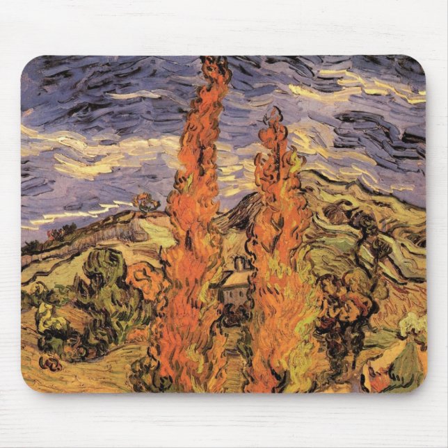 Poplars on Road Through Hills by Vincent van Gogh Mouse Pad (Front)