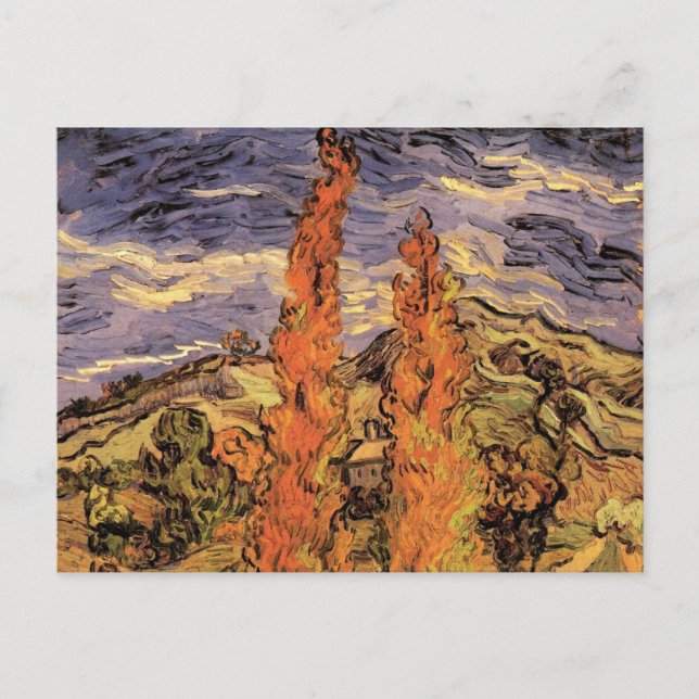 Poplars on Road Through Hills by Vincent van Gogh Postcard (Front)