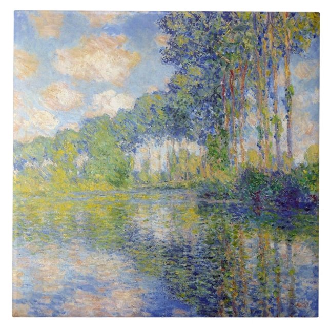 Poplars on the River Epte (by Claude Monet) Ceramic Tile (Front)