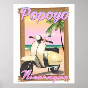 Popoyo Nicaragua beach travel poster