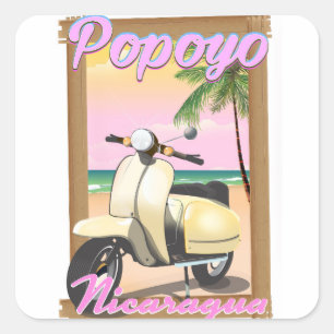 Popoyo Nicaragua beach travel poster Square Sticker