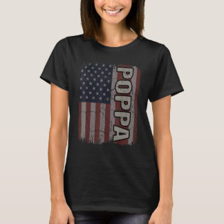 Poppa American Flag Vintage Father's Day 4th Of Ju T-Shirt