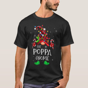 Poppa Gnome Buffalo Plaid Matching Family Christma T-Shirt