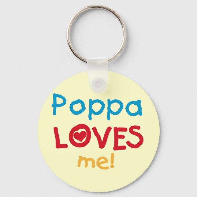Poppa Loves Me T-shirts and Gifts Key Ring (Front)