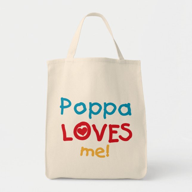 Poppa Loves Me T-shirts and Gifts Tote Bag (Front)
