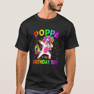 Poppa of the Birthday Party Boy Dabbing Unicorn T-Shirt