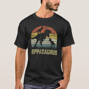 Poppa saurus T Rex Dinosaur Poppa 2 kids Family Ma T-Shirt