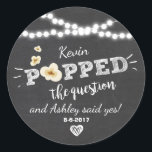Popped the Question Engagement favour tag Sticker<br><div class="desc">♥ Your own Sticker,  Cupcake Topper,  Favour Tag or Envelope Seal! He popped the question.</div>