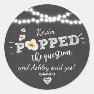 Popped the Question Engagement favour tag Sticker