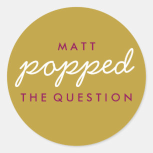 Popped the Question Popcorn Welcome Bag Magenta Classic Round Sticker