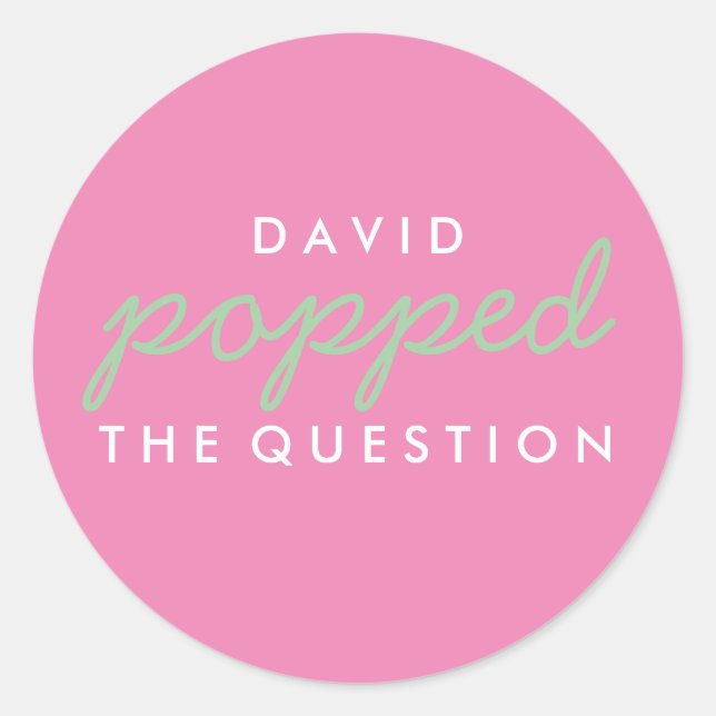 Popped the Question Popcorn Welcome Bag Sticker (Front)
